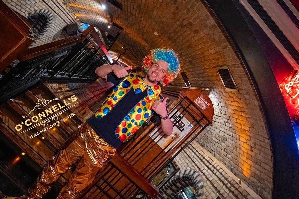 a visitor in front of bridge in o'connell'S BAR